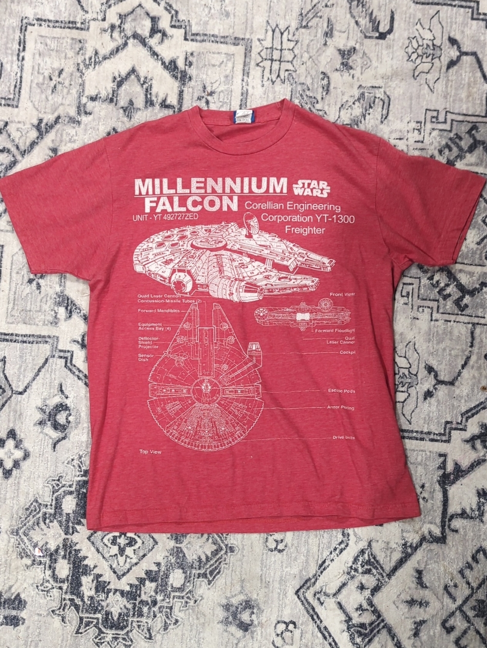 Star Wars Red Millennium Falcon Schematic Tee
